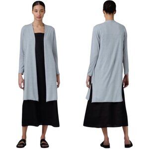 Eileen Fisher Light Blue Open-Front Long Cardigan